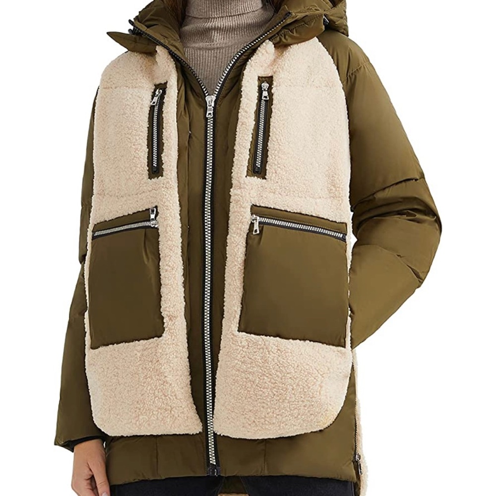 Orlay Green Sherpa-Trim Puffer Jacket
